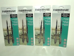 4 Packungen Farberware Meeresfrüchte 2er Set Gabeln mit Schaufel #5293696 Neu (Q) - Bild 1 von 2