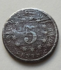 1870 Shield Nickel 5C Five Cents US Münze - Bild 1 von 2