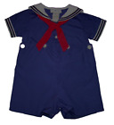 Vintage Petit Ami Boys Size 6 Months Sailor Nautical Romper Shortall Outfit