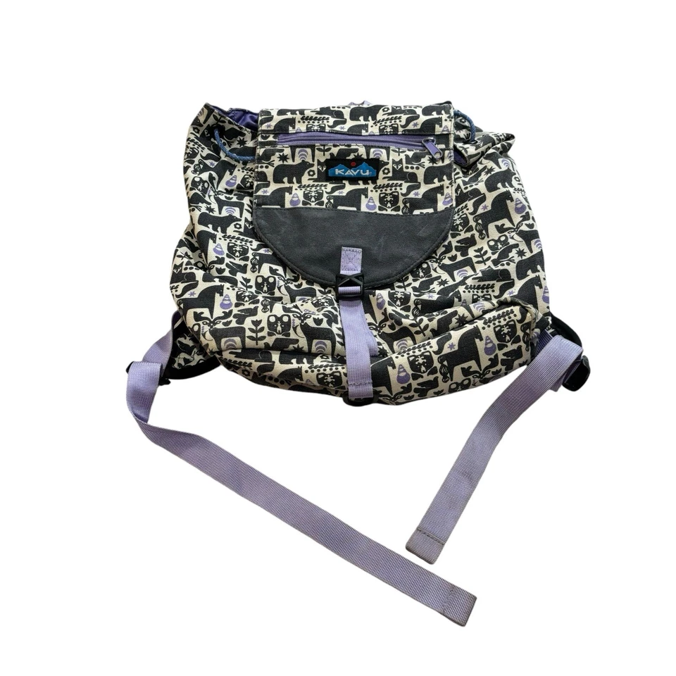 Kavu Backpack Small Animal Print Purple All Over Print Hiking - Image 1 of 4