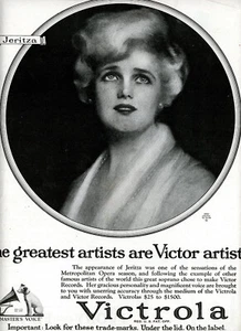 1922 Original Victrola Ad. Dramatic Opera Soprano Maria Jeritza. Large Page - Picture 1 of 1