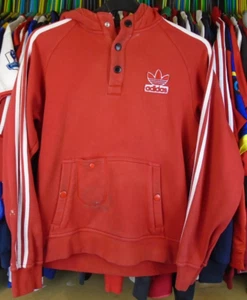 adidas TEAM RED HOODED HOODY SWEATSHIRT JUMPER TOP MEDIUM ADULT - Picture 1 of 8
