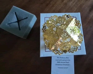 De colección 1989 Danbury Mint Oro Electroplato Filigrana 3D Caballo Carrusel Adorno de Navidad - Imagen 1 de 12
