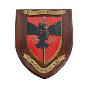Vintage 515 (Isle Of Man) Cadet Regiment RA Heraldic Mess Wooden Plaque/Shield - Picture 1 of 2