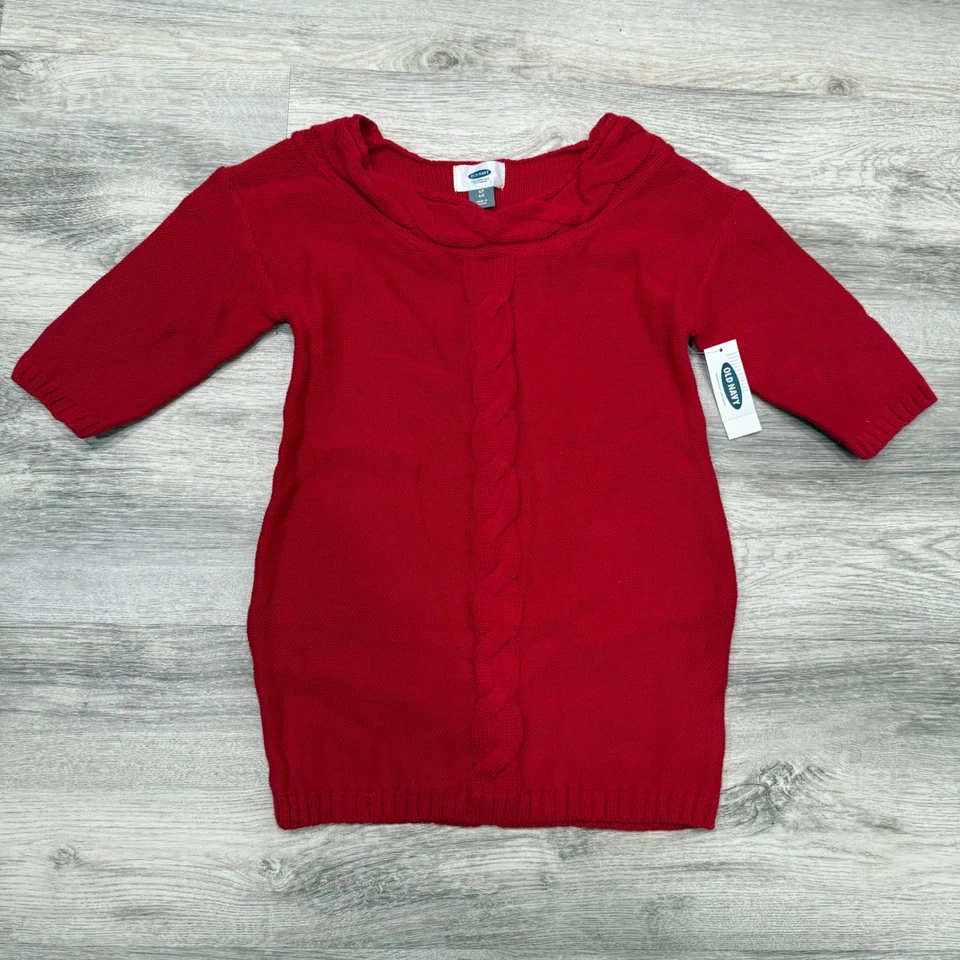 Old Navy Girls Red Cable Knit Sweater Dress 4T Toddler Holiday - Image 1 of 4