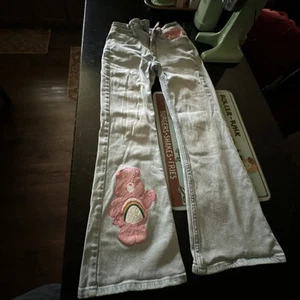 Justice Care Bear Denim Jeans Flared Girls Size 12 - Picture 1 of 4