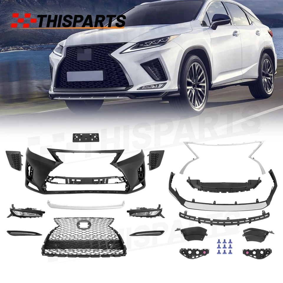 Front Bumper Grille Set w/Fog Light for 2013-2015 Lexus RX350 450 F-Sport Style - Imagem 1 de 4