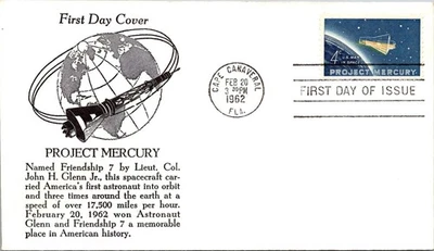 GOLDPATH: US SPACE COVER 1962 CAPE CANAVERAL,FL.FDC.PROJECT MERCURY CV882_P07 - Image 1 of 2
