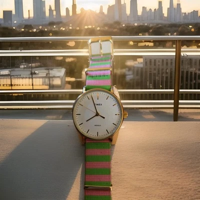 Timex TW2P91800 Women's Fairfield Analog Gold-Tone Steel Watch Nylon Band B1 - Image 1 of 4