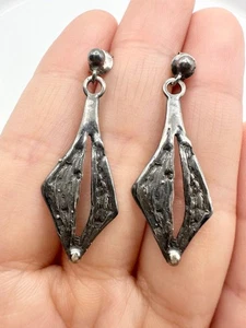 Designer O.H 925 sterling silver modernist Earrings - Picture 1 of 5