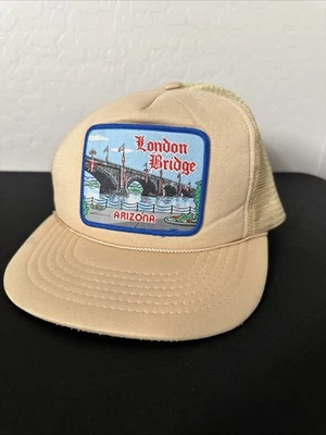 Vintage London Bridge Lake Havasu City Arizona Tan Mens Adjustable Mesh Snap Hat - Image 1 of 4