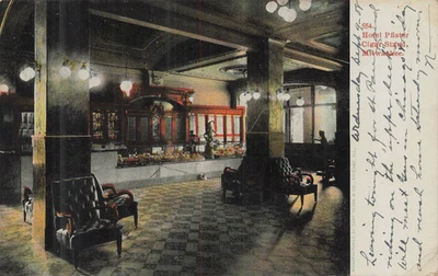 Milwaukee Wisconsin WI~Hotel Pfiister Lobby-Cigar Stand~POSTAL 1908 - Imagen 1 de 2