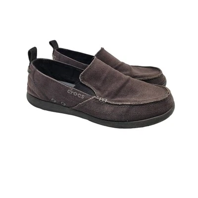 Crocs Para Hombre Santa Cruz Lona Mocasines Zapatos Sin Cordones Oscuro Cómodo Marrón Talla 9M  Foto 1 de 4