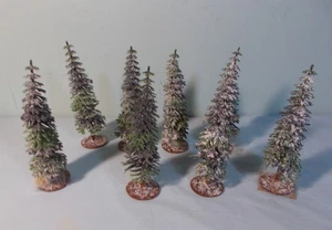 8 Vintage Kunststoff Weihnachtsdorf Bäume biegsam beflockt Zug Putz Display 8" - Bild 1 von 11