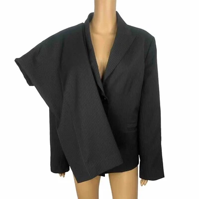 Traje Pantalón JONES WEAR Poliéster Talla 18 Negro Rayas Cuello Pico Forrado 2PC Foto 1 de 4