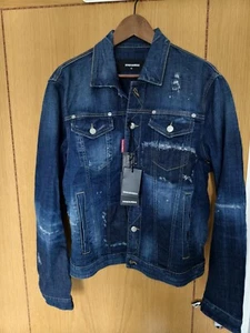 Authentic DSQUARED2 Distressed Denim Jacket Embroidered Back SizeIT 50 - Picture 1 of 4