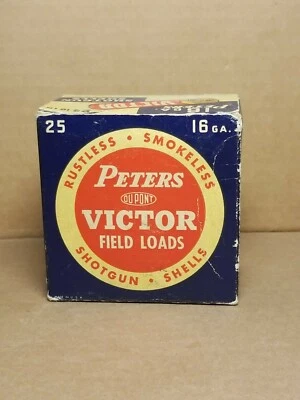VINTAGE PETERS VICTOR FIELD LOADS 16 GAUGE SHOTGUN SHELL Dupont  Empty - Image 1 of 4