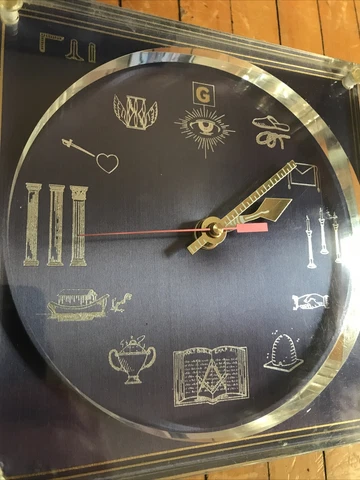 Vintage Marion Kay Masonic Desk Clock tested & Working Made in USA Cover