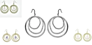 Cz Orecchino Bianco Oro Giallo Pendente Pera Viola Rosa Spazzolato Cerchio Nuovo - Foto 1 di 10