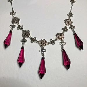 COLLAR VICTORIANO STL CIRUELA PÚRPURA ACRÍLICO CRISTAL PLATA PL ENCANTO VC NL - Imagen 1 de 7