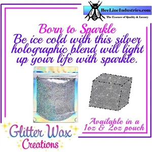 Creaciones de cera brillante nacidas para brillar ~ Brillos plateados para bolsa de cera de 1 oz - Imagen 1 de 2
