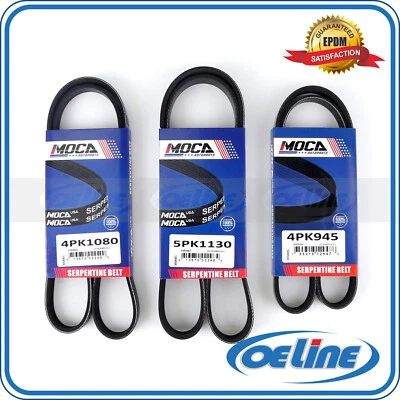 Juego de 3 correas de transmisión serpentina EPDM Fit Kia Sorento 03-07Alternator-A/C-PS Foto 1 de 4