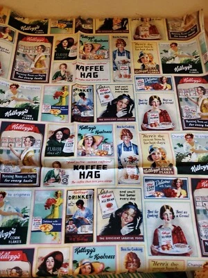 Sewing Fabric Springs Vintage Kelloggs Cereal Art Deco Ads 2/3ydx45" Cotton - Image 1 of 4