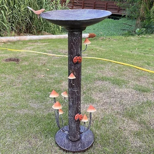 38" H×18" W Large Bird Baths for Outdoors,Cylindrical Base Metal Bird Bath,Vinta - Picture 1 of 6