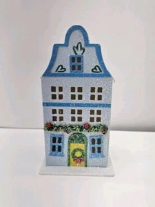 Wondershop Christmas Putz House Ornament Cardboard Glitter Blue 5" - Picture 1 of 6