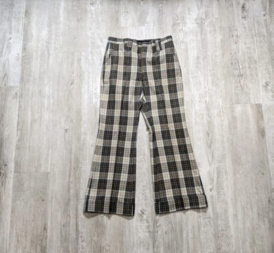 De Colección Años 60 70 Campana Parte Inferior Pierna Acampanada POLIÉSTER Cuadros Disco Mod Para Hombre Talla 31 Cintura  Foto 1 de 4