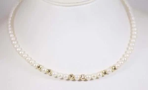 Collana in oro giallo 18Kt con perle naturali e sfere in oro giallo 18Kt B-199A - Picture 1 of 4