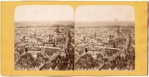 Antwerp.Anvers.Belgique.Panorama Rue Neuve église.Photo Stereo Albuminée 1865.BT - Picture 1 of 3