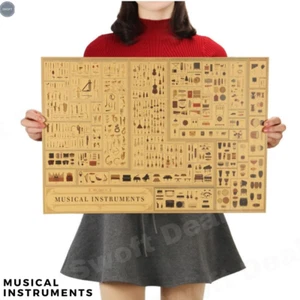 Retro Kraft Paper Poster - Musical Instruments - for Studio Room Home Wall Decor - Picture 1 of 12