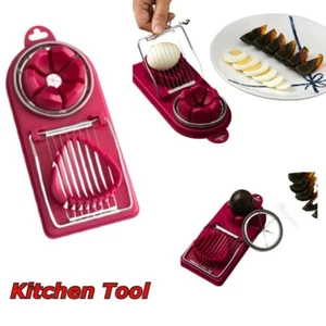 Stainless Steel Kitchen Egg Cutter Tool Slicer Boiled Egg Tomato Chopper Red New - Picture 1 of 9