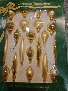 Bradford Novità 23 Trimmer Natalizi Decorati a Mano Vetro Ornamenti Oro - Foto 1 di 5