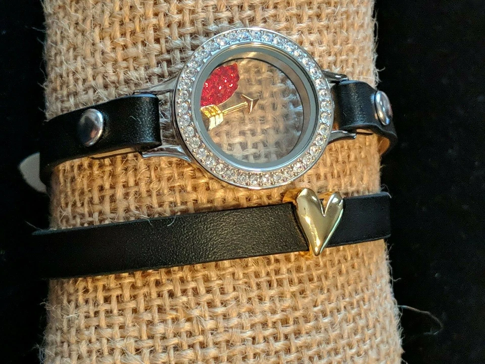 Origami Owl Medium Locket Wrap Bracelet (6"-7 1/4") With Heart Slider - Image 1 of 4