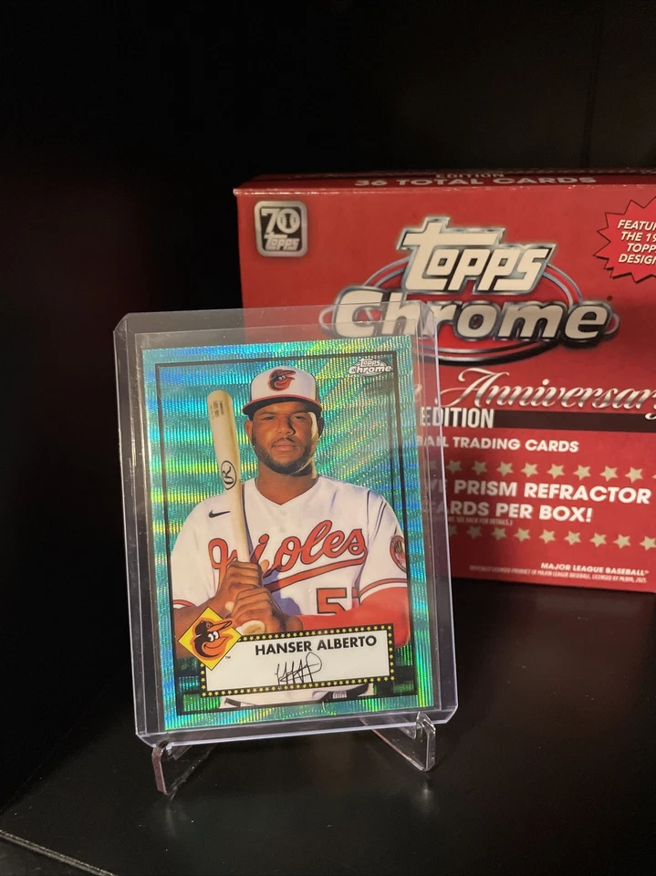 2021 Topps Chrome Platinum Anniversary Hanser Alberto Aqua Wave Refractor Card  - Image 1 of 2