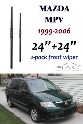 For Mazda MPV 1999-2006 24"+24" Front Windshield Wiper Blade 2 Pack - Image 1 of 2
