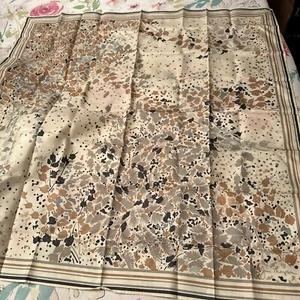 Jim Thompson Scarf Multi Leaves Fall Brown Black Beige Square 32" Vintage - Picture 1 of 7