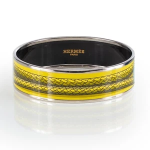 Auth. HERMES Bracelet Bangle Brandebourgs - ESP - Yellow Green - 65-17mm NEW - Picture 1 of 3