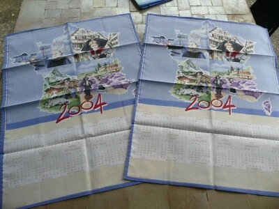 2 torchons ancien vintage en coton  calendrier 2004 - Photo 1/3