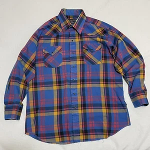 Vintage Panhandle Slim Pearl Snap Western Hemd bunt kariert 17-34 Made in USA - Bild 1 von 10