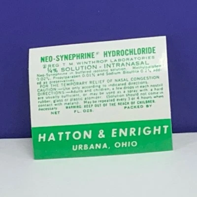 Farmacia farmacia etiqueta efímera publicidad Hatton Enright Urbana OH veneno 3 Foto 1 de 2