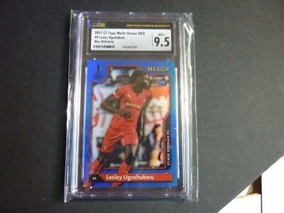 Lesley Ugochukwu 2021-22 Topps Merlin  UEFA #8 Blue Refractor RC 38/75 CSG9.5 - Image 1 of 4