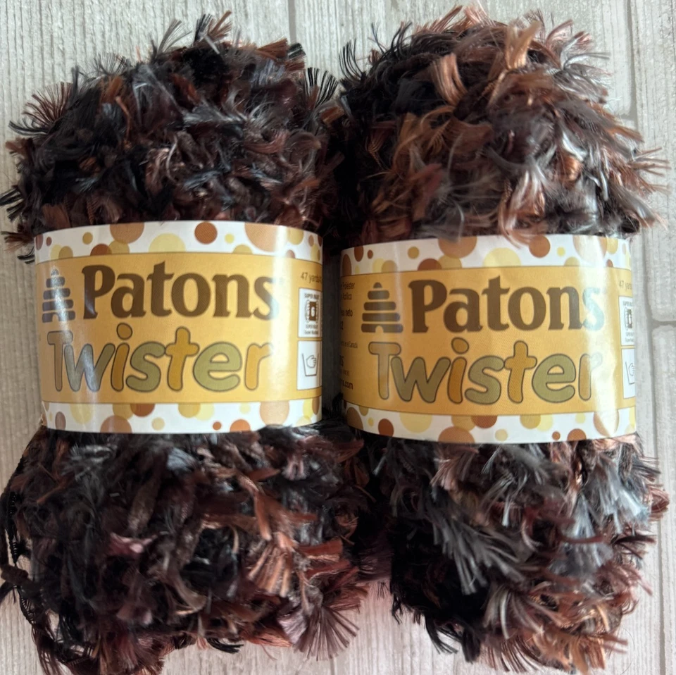 2 Patons Twister Yarn Color # 05013 Chocolate Twist 47 Yds Ea 1 3/4 Ounces 50 G - Image 1 of 3