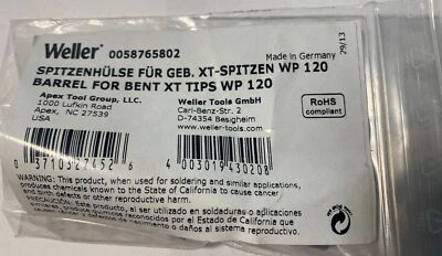 Conjunto de barril "doblado" Weller 0058765802 (para puntas XT de sujeción WP 120) Alemania Foto 1 de 2