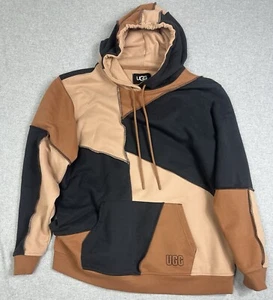 Sudadera con Capucha UGG Patchwork XL Negra Marrón Pullover Suelta Ropa de Calle Logo - Imagen 1 de 9