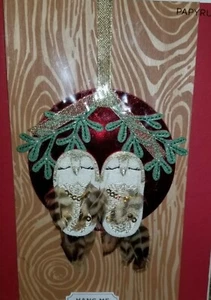 PAPYRUSHOLZ GESCHNITZTE FEDERN VOGEL EULE WEIHNACHTSKARTE HÄNGEN SIE MICH AN DINGEN ORNAMENT - Bild 1 von 3