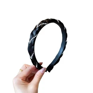 Slip Resistant Fishbone Hairband with Rhinestone Chain and Strong Wire - Picture 1 of 17