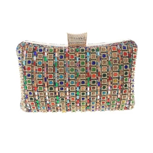 Goldfarbene Legierung Metall Hardware Rahmen Mode Strass Clutch Abendtasche TL... - Bild 1 von 3